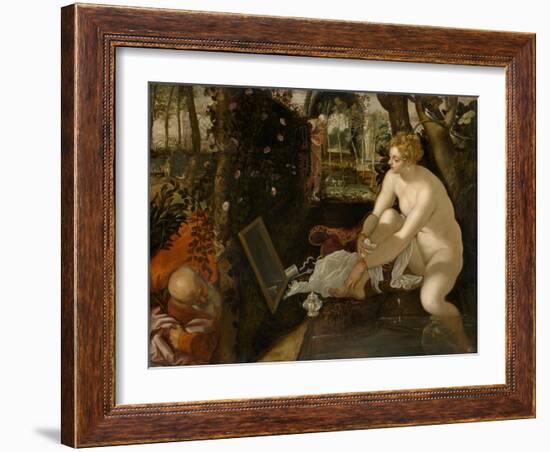 Susanna and the Elders, Ca 1555-Jacopo Tintoretto-Framed Giclee Print