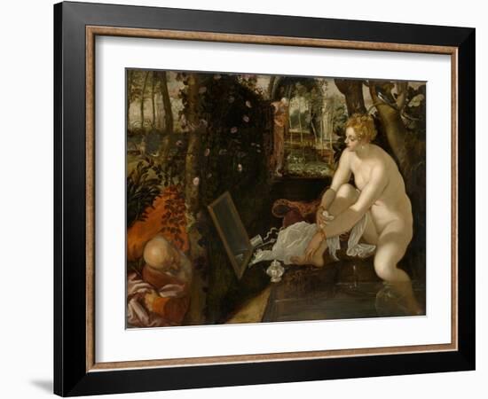 Susanna and the Elders, Ca 1555-Jacopo Tintoretto-Framed Giclee Print