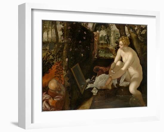 Susanna and the Elders, Ca 1555-Jacopo Tintoretto-Framed Giclee Print