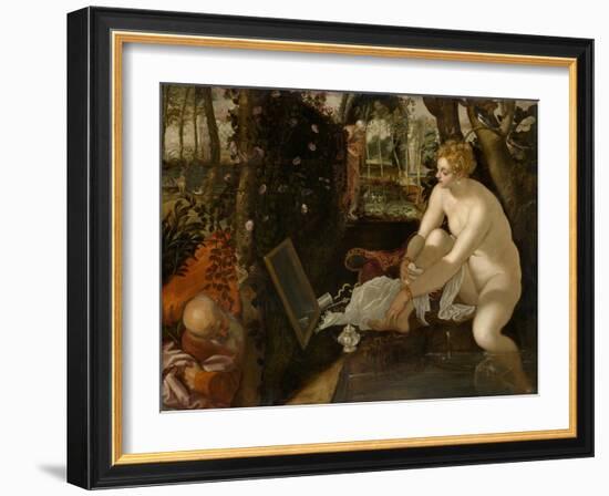 Susanna and the Elders, Ca 1555-Jacopo Tintoretto-Framed Giclee Print