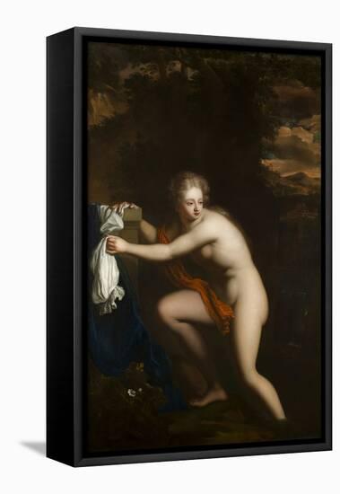 Susannah at her Bath, seventeenth century-null-Framed Premier Image Canvas