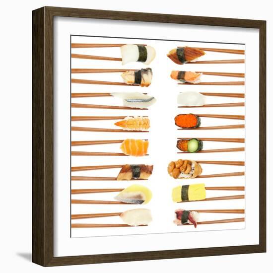Sushi And Chopsticks-Rob Tek-Framed Premium Giclee Print