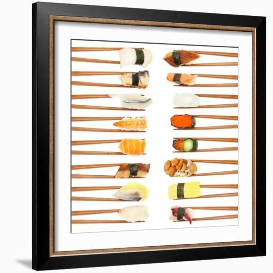 Sushi And Chopsticks-Rob Tek-Framed Premium Giclee Print