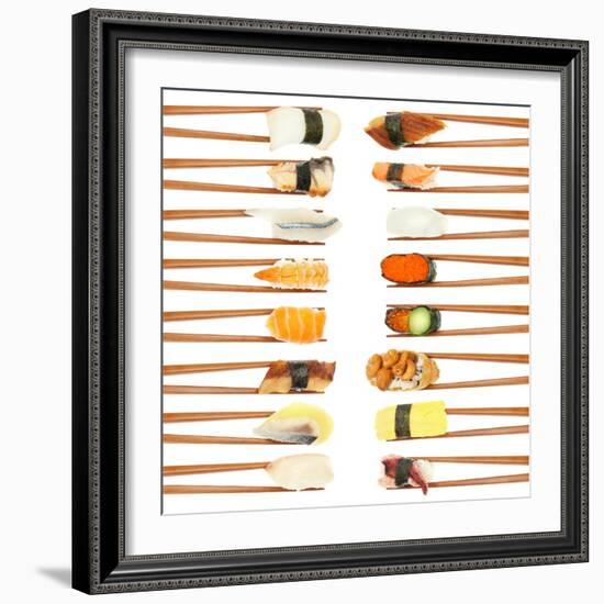 Sushi And Chopsticks-Rob Tek-Framed Premium Giclee Print