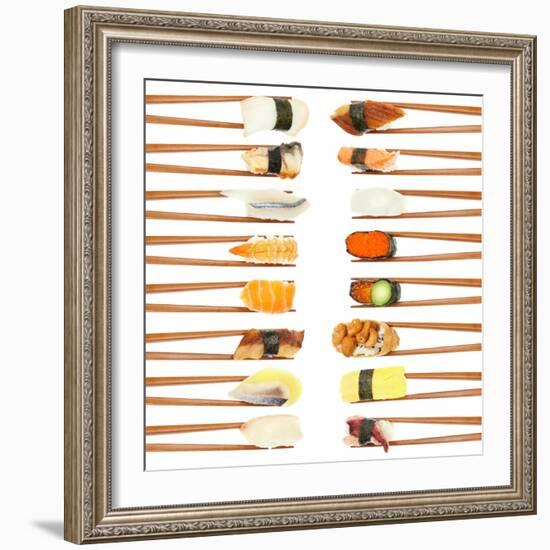 Sushi And Chopsticks-Rob Tek-Framed Art Print