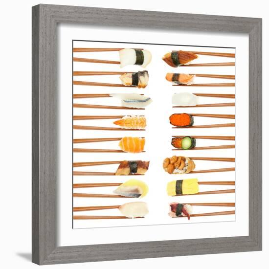 Sushi And Chopsticks-Rob Tek-Framed Art Print