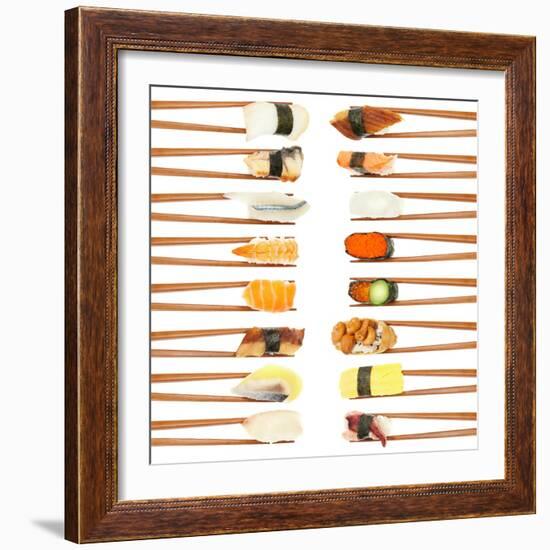 Sushi And Chopsticks-Rob Tek-Framed Art Print