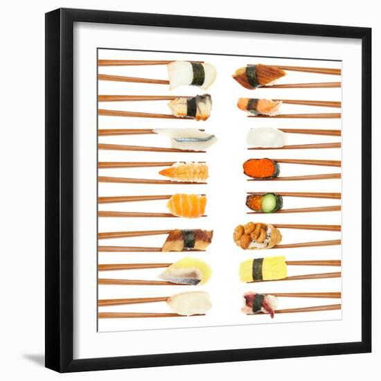 Sushi And Chopsticks-Rob Tek-Framed Art Print