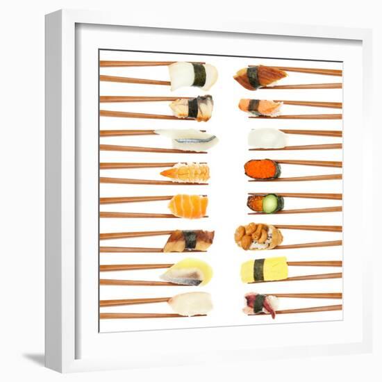 Sushi And Chopsticks-Rob Tek-Framed Art Print