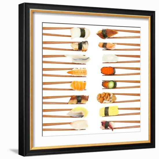 Sushi And Chopsticks-Rob Tek-Framed Art Print