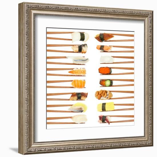 Sushi And Chopsticks-Rob Tek-Framed Art Print