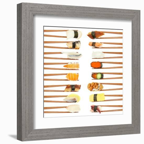 Sushi And Chopsticks-Rob Tek-Framed Art Print