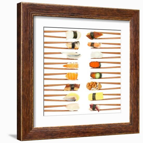 Sushi And Chopsticks-Rob Tek-Framed Art Print