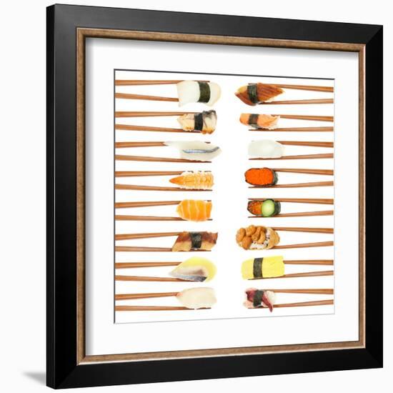 Sushi And Chopsticks-Rob Tek-Framed Art Print