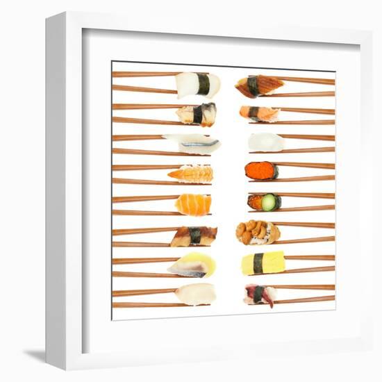 Sushi And Chopsticks-Rob Tek-Framed Art Print