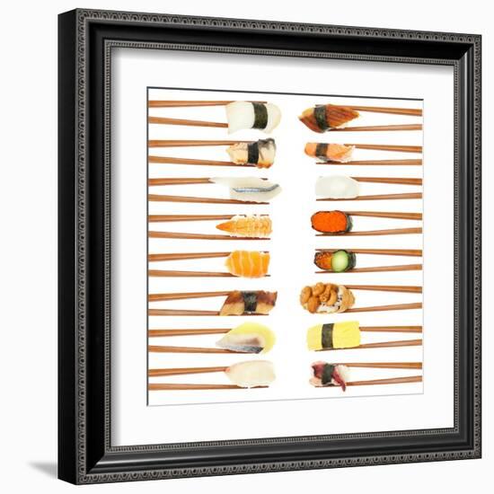 Sushi And Chopsticks-Rob Tek-Framed Art Print