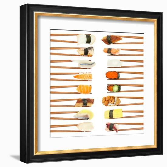 Sushi And Chopsticks-Rob Tek-Framed Art Print