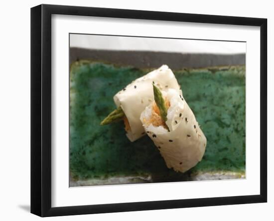 Sushi Appetizer of Salmon and Asparagas in Rice and Sesame Parcel, Japan-Aaron McCoy-Framed Photographic Print