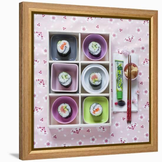 Sushi Box on Wood-C. Nidhoff-Lang-Framed Premier Image Canvas