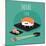 Sushi Time Poster. Funny Sushi on a Black Plate. Vector Illustration.-Serbinka-Mounted Art Print