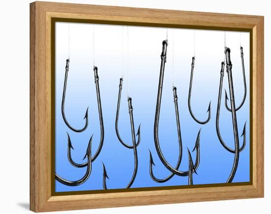 Suspended Fishing Hooks-null-Framed Premier Image Canvas