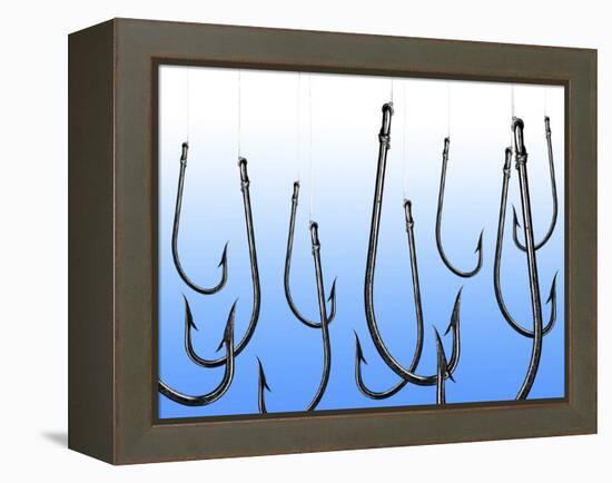 Suspended Fishing Hooks-null-Framed Premier Image Canvas