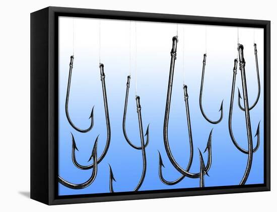 Suspended Fishing Hooks-null-Framed Premier Image Canvas