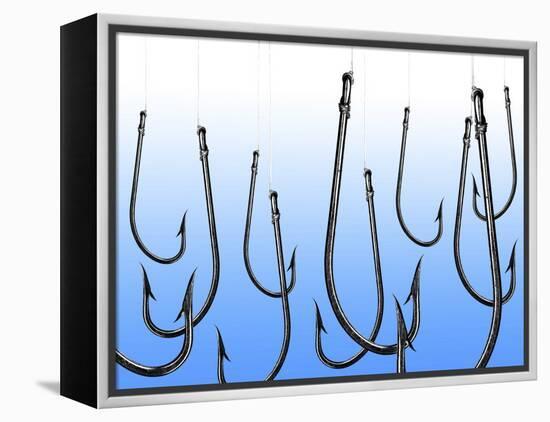 Suspended Fishing Hooks-null-Framed Premier Image Canvas