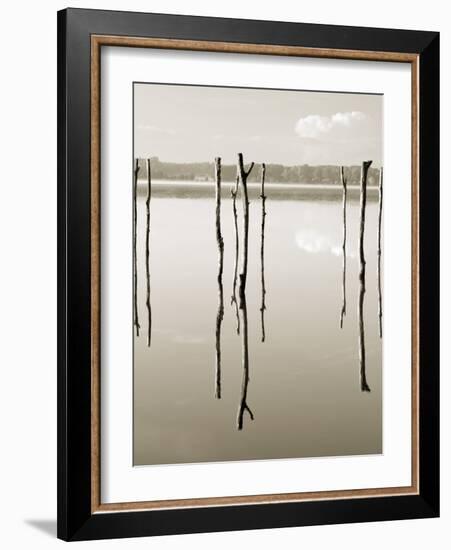 “Suspended in the Air” – Reflected in Water Remains of the Old Jetty on the-Nadia Isakova-Framed Photographic Print