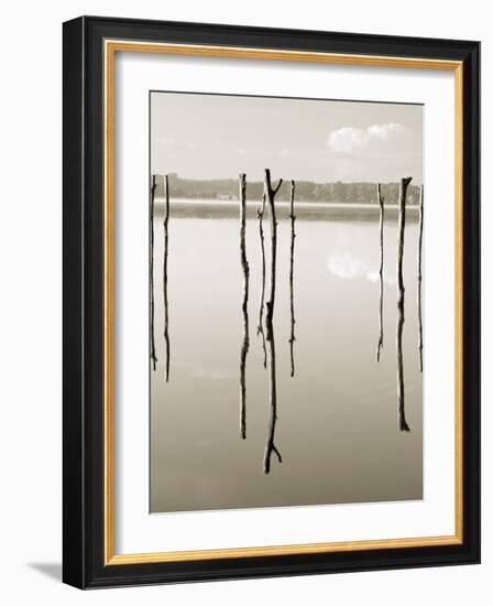 “Suspended in the Air” – Reflected in Water Remains of the Old Jetty on the-Nadia Isakova-Framed Photographic Print