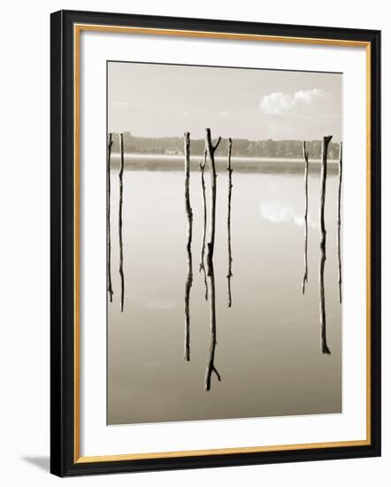 “Suspended in the Air” – Reflected in Water Remains of the Old Jetty on the-Nadia Isakova-Framed Photographic Print