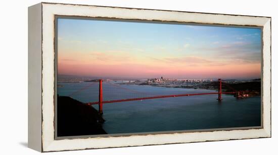 Suspension Bridge across a Bay, Golden Gate Bridge, San Francisco Bay, San Francisco-null-Framed Premier Image Canvas