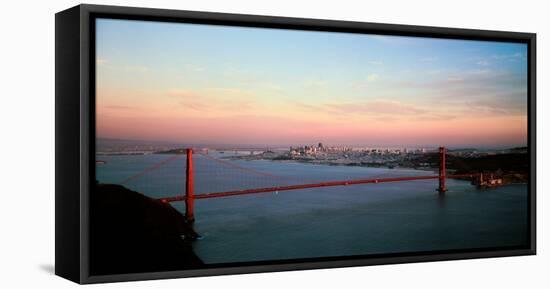 Suspension Bridge across a Bay, Golden Gate Bridge, San Francisco Bay, San Francisco-null-Framed Premier Image Canvas