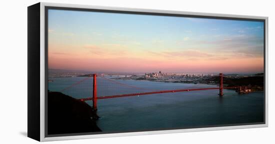 Suspension Bridge across a Bay, Golden Gate Bridge, San Francisco Bay, San Francisco-null-Framed Premier Image Canvas