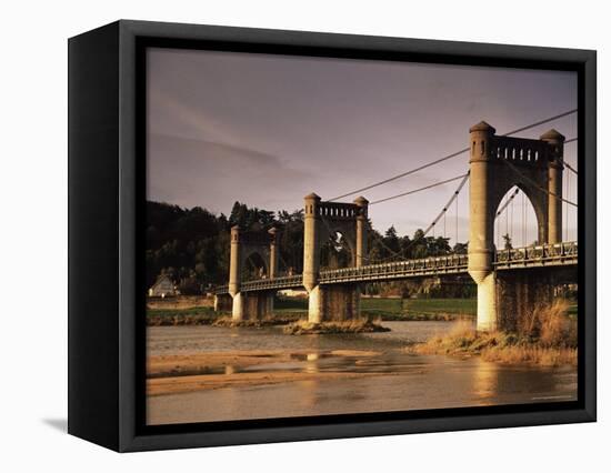 Suspension Bridge Across the River Loire, Langeais, Indre-Et-Loire, Centre, France-David Hughes-Framed Premier Image Canvas
