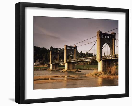 Suspension Bridge Across the River Loire, Langeais, Indre-Et-Loire, Centre, France-David Hughes-Framed Photographic Print