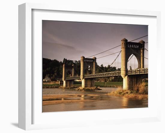 Suspension Bridge Across the River Loire, Langeais, Indre-Et-Loire, Centre, France-David Hughes-Framed Photographic Print