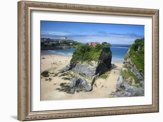 Suspension Bridge at Towan Beach, Newquay, Cornwall, England, United Kingdom, Europe-Rob Cousins-Framed Photographic Print