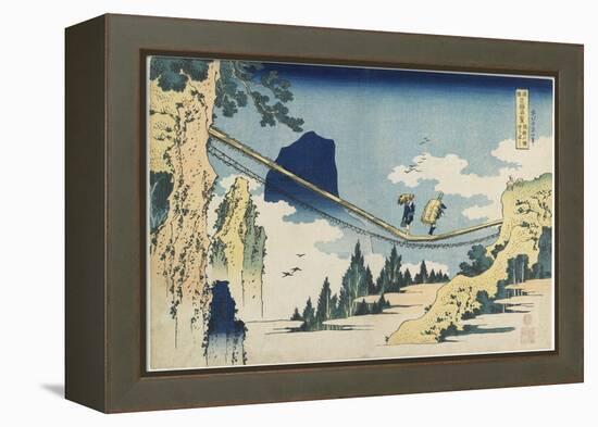 Suspension Bridge Between Hida and Etchu Provinces, 1833-1834-Katsushika Hokusai-Framed Premier Image Canvas