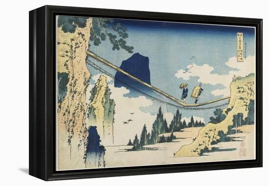 Suspension Bridge Between Hida and Etchu Provinces, 1833-1834-Katsushika Hokusai-Framed Premier Image Canvas