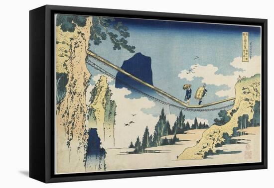 Suspension Bridge Between Hida and Etchu Provinces, 1833-1834-Katsushika Hokusai-Framed Premier Image Canvas