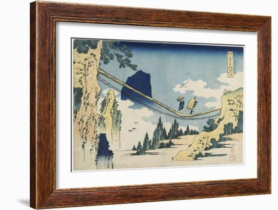 Suspension Bridge Between Hida and Etchu Provinces, 1833-1834-Katsushika Hokusai-Framed Giclee Print