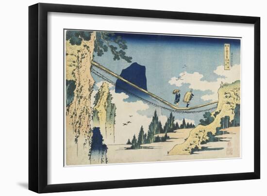 Suspension Bridge Between Hida and Etchu Provinces, 1833-1834-Katsushika Hokusai-Framed Giclee Print