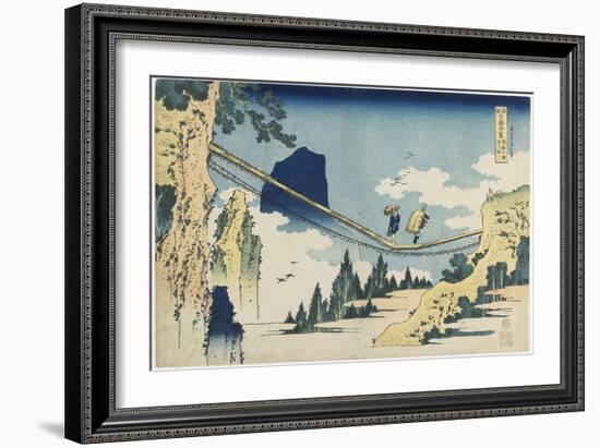 Suspension Bridge Between Hida and Etchu Provinces, 1833-1834-Katsushika Hokusai-Framed Giclee Print