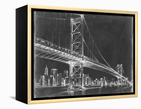 Suspension Bridge Blueprint III-Ethan Harper-Framed Stretched Canvas
