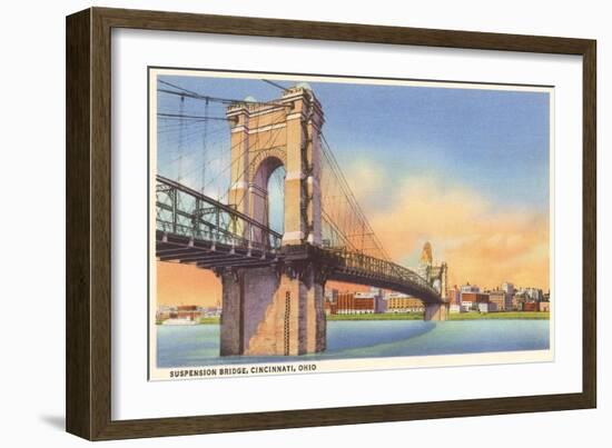 Suspension Bridge, Cincinnati, Ohio-null-Framed Art Print