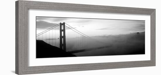 Suspension Bridge Covered with Fog Viewed from Hawk Hill, Golden Gate Bridge-null-Framed Premium Photographic Print