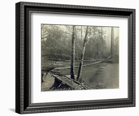 Suspension Bridge, Lake Crescent Road, 1918-Asahel Curtis-Framed Giclee Print