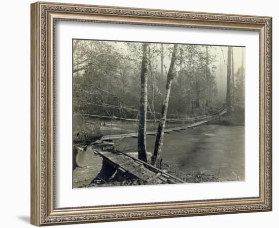 Suspension Bridge, Lake Crescent Road, 1918-Asahel Curtis-Framed Giclee Print