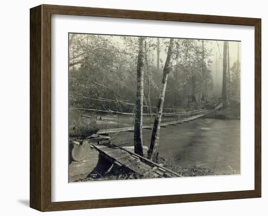 Suspension Bridge, Lake Crescent Road, 1918-Asahel Curtis-Framed Giclee Print